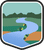 An illustrated badge for the Connecticut community showing a river winding through green landscapes with a blue sky overhead and small mountains in the distance.