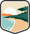 An illustrated badge for the Delaware community of a sandy beach with gentle waves and a clear sky.