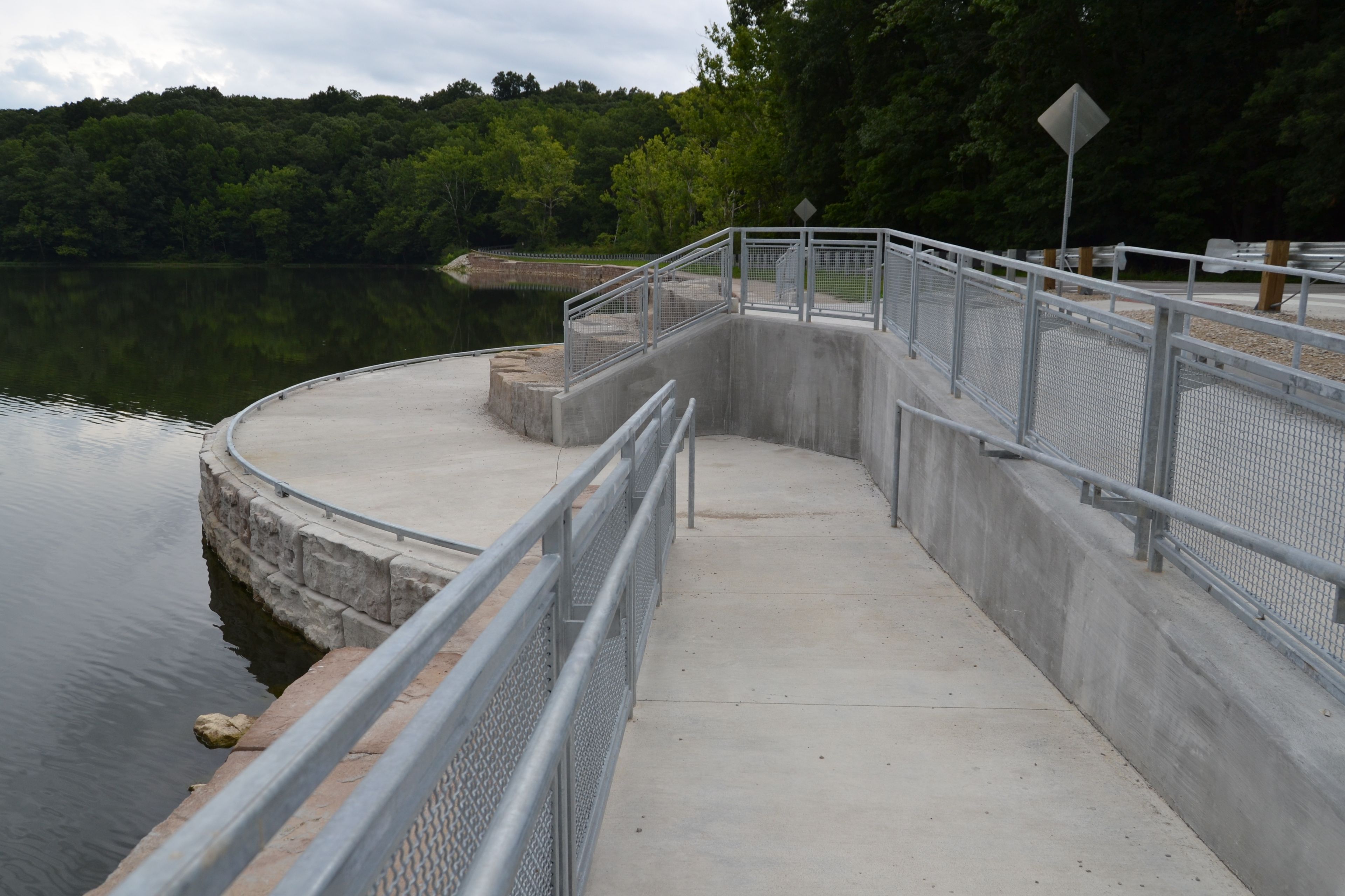 Concret ramp to and from fishing bumpout at Griffy Lake on Headley Road