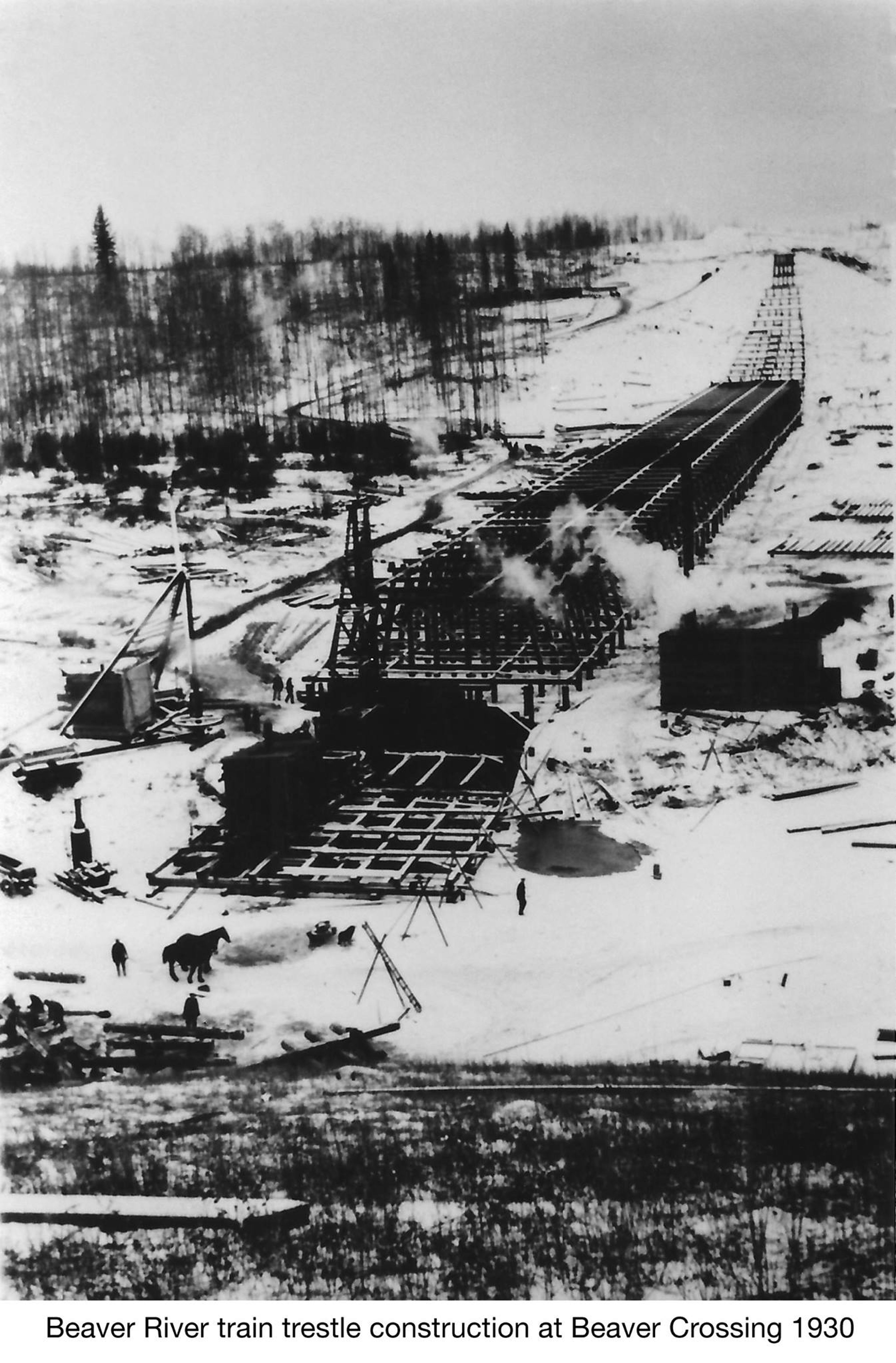 Building the Beaver River Trestle in 1931