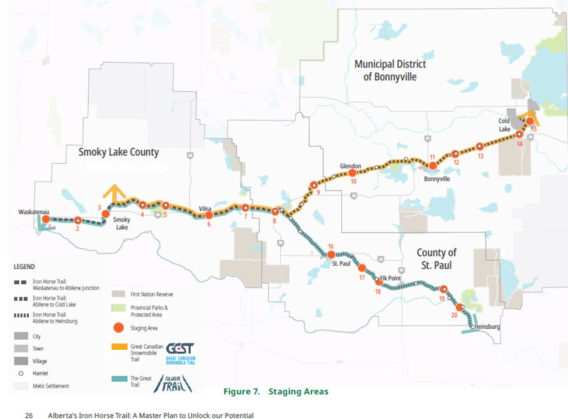 Iron Horse Trail Maps showing the Trans Canada Trail and the Trans Canada Snowmobile Trail