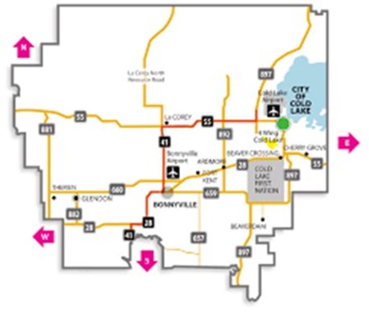 Map of the MD of Bonnyville