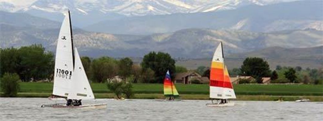 Sail boats on Boyd Lake.