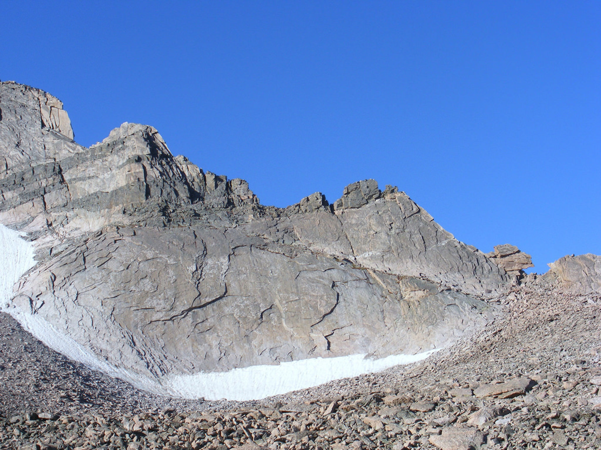 A photo of the boulder field along the Longs Peak Keyhole Route.