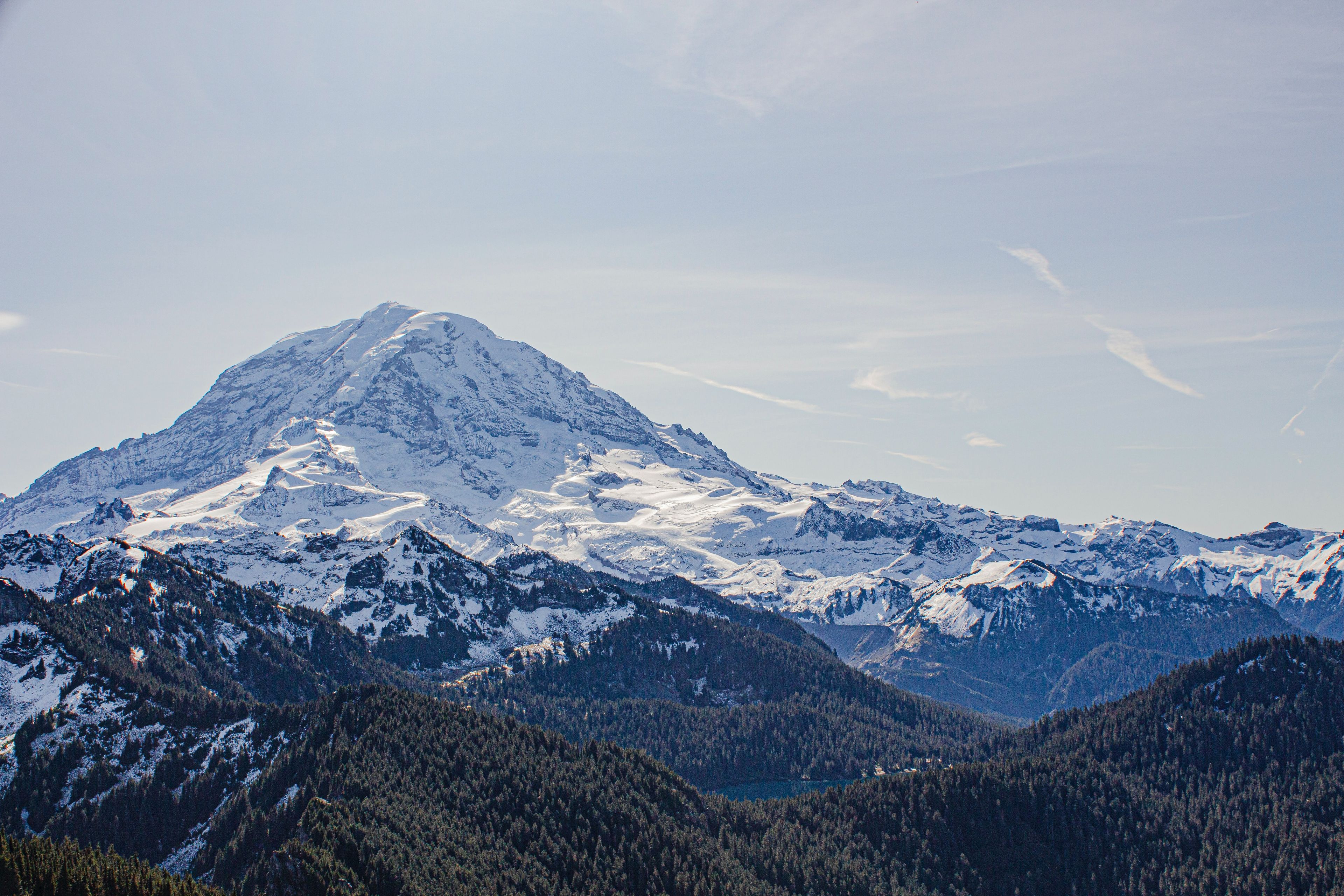 Mt. Rainier from Tolmie Peak fire tower lookout.