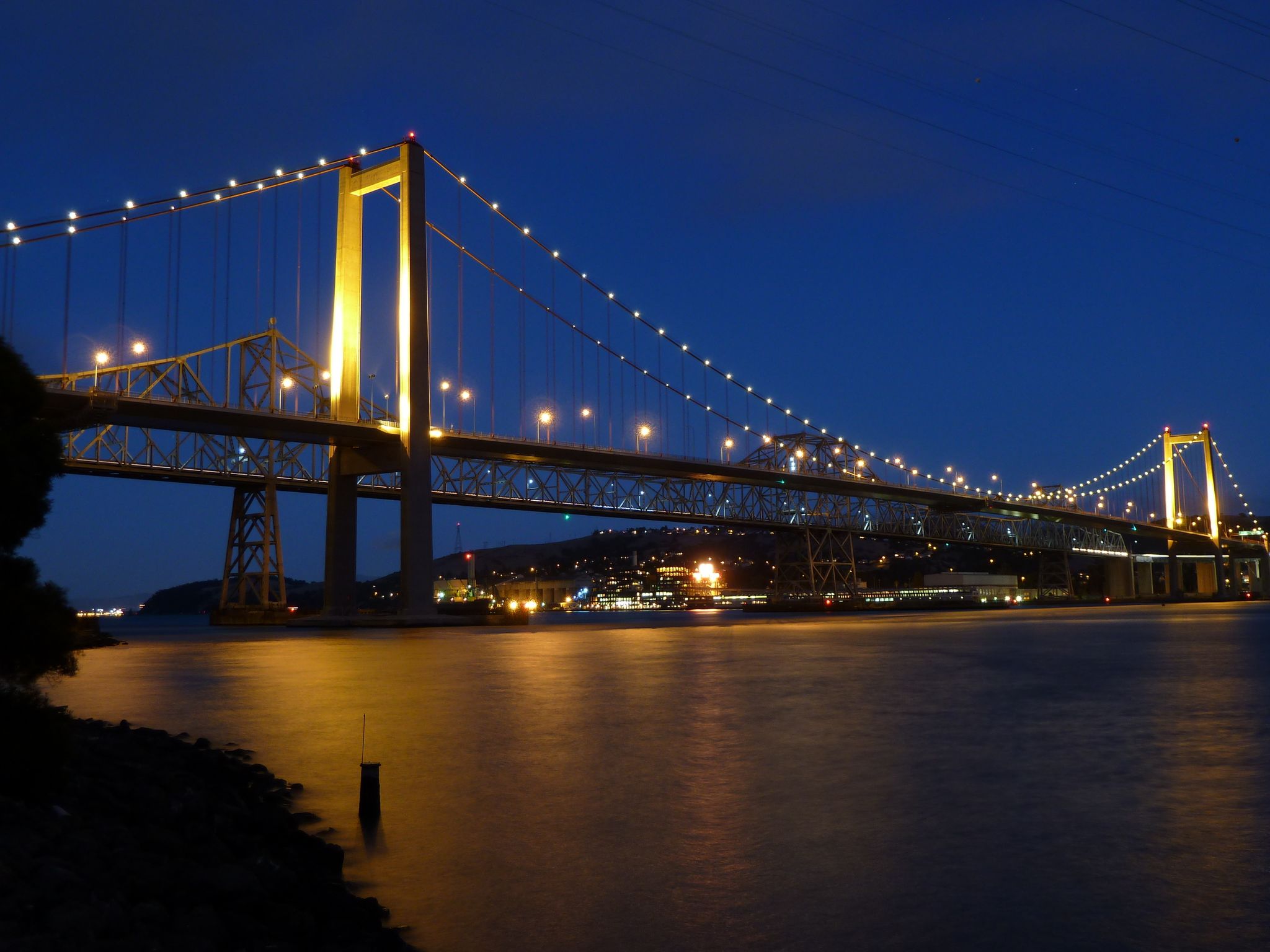 This is a shot of the Carquinez Bridge taken from the ramp to the dock on Cal Maritime's campus.