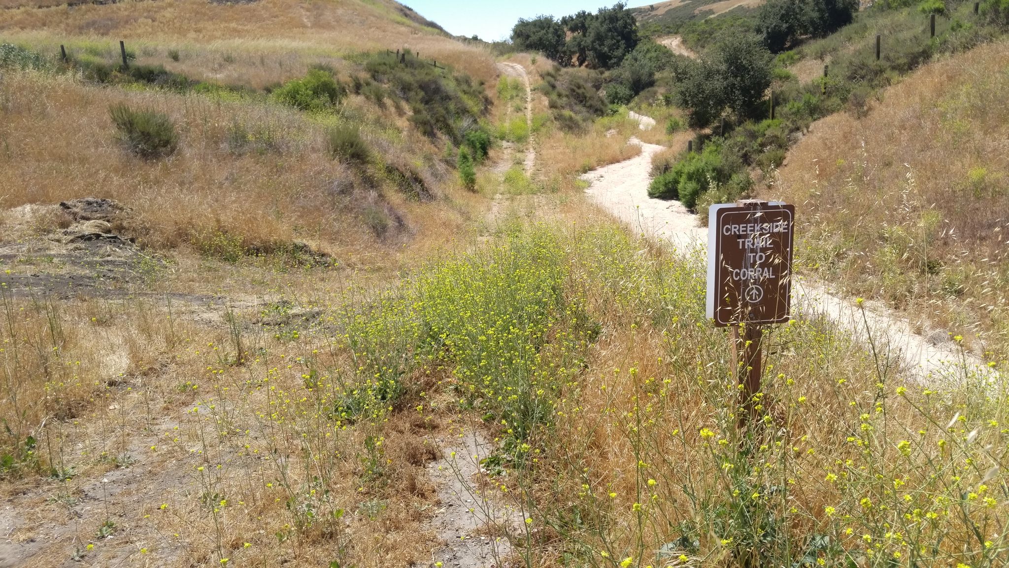 Creekside trail to Corral sign