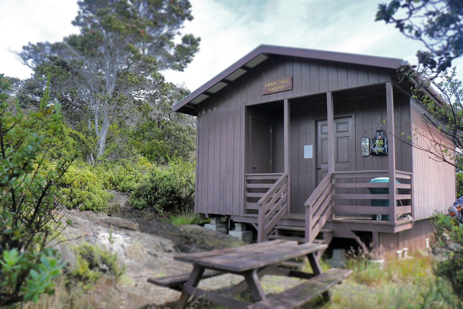 The ʻĀinapō cabin located along ʻĀinapō trail in the Kapapala Forest Reserve