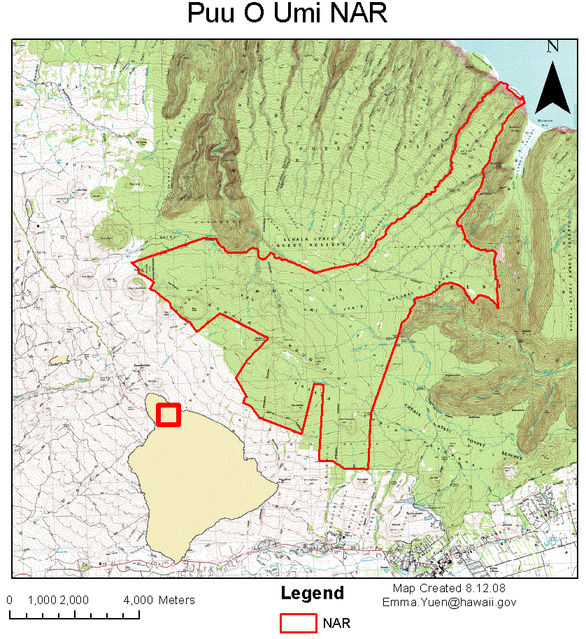 Puu O Umi Natural Area Reserve Map