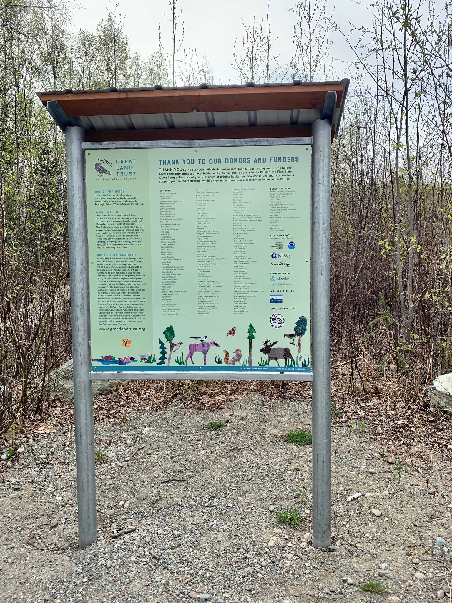 Donors and Funders Acknowledgement for Wasilla Creek Wetland Boardwalk Trail