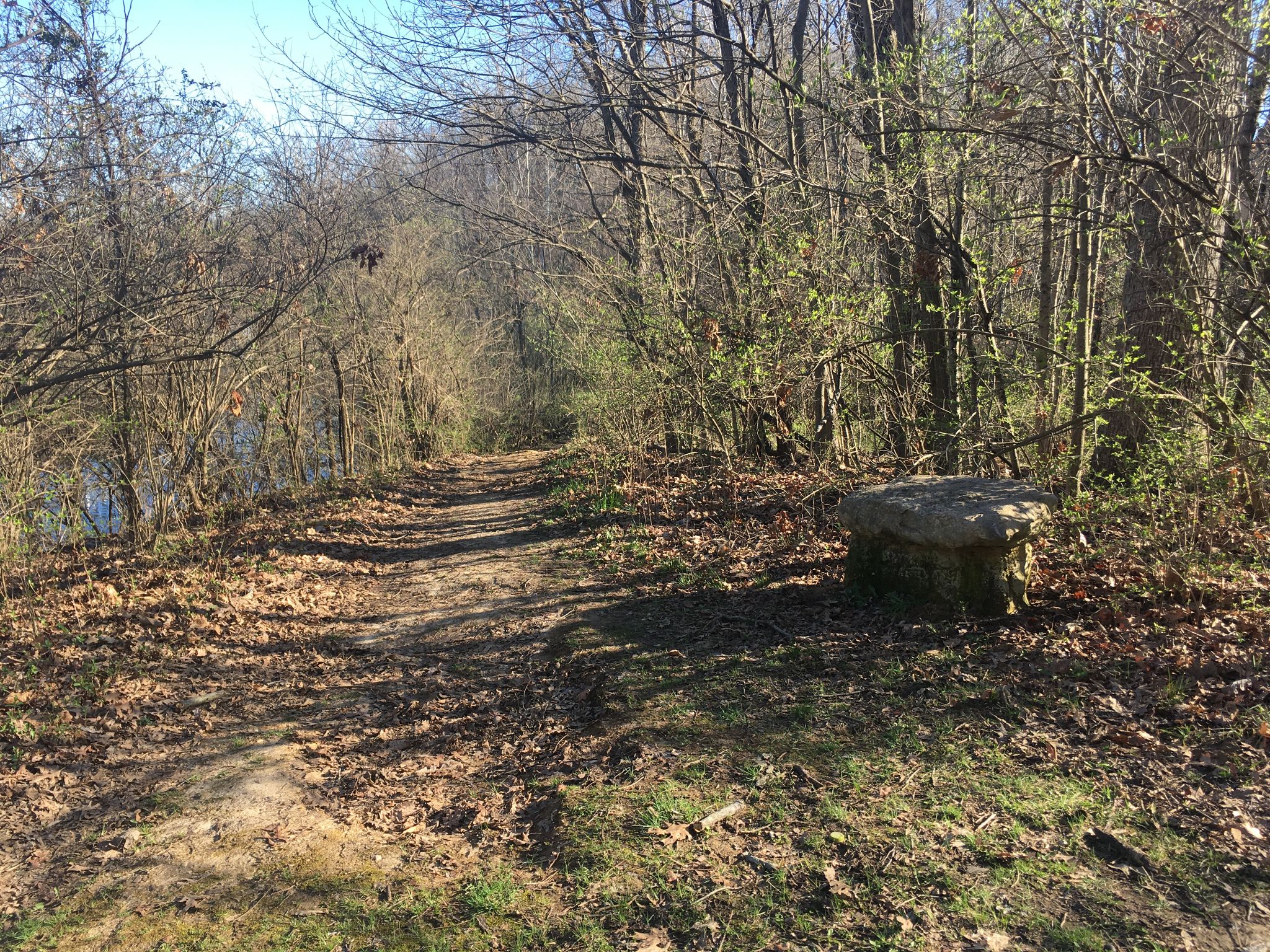 Stone Bench Along Twin Lakes Sports Park Trail 