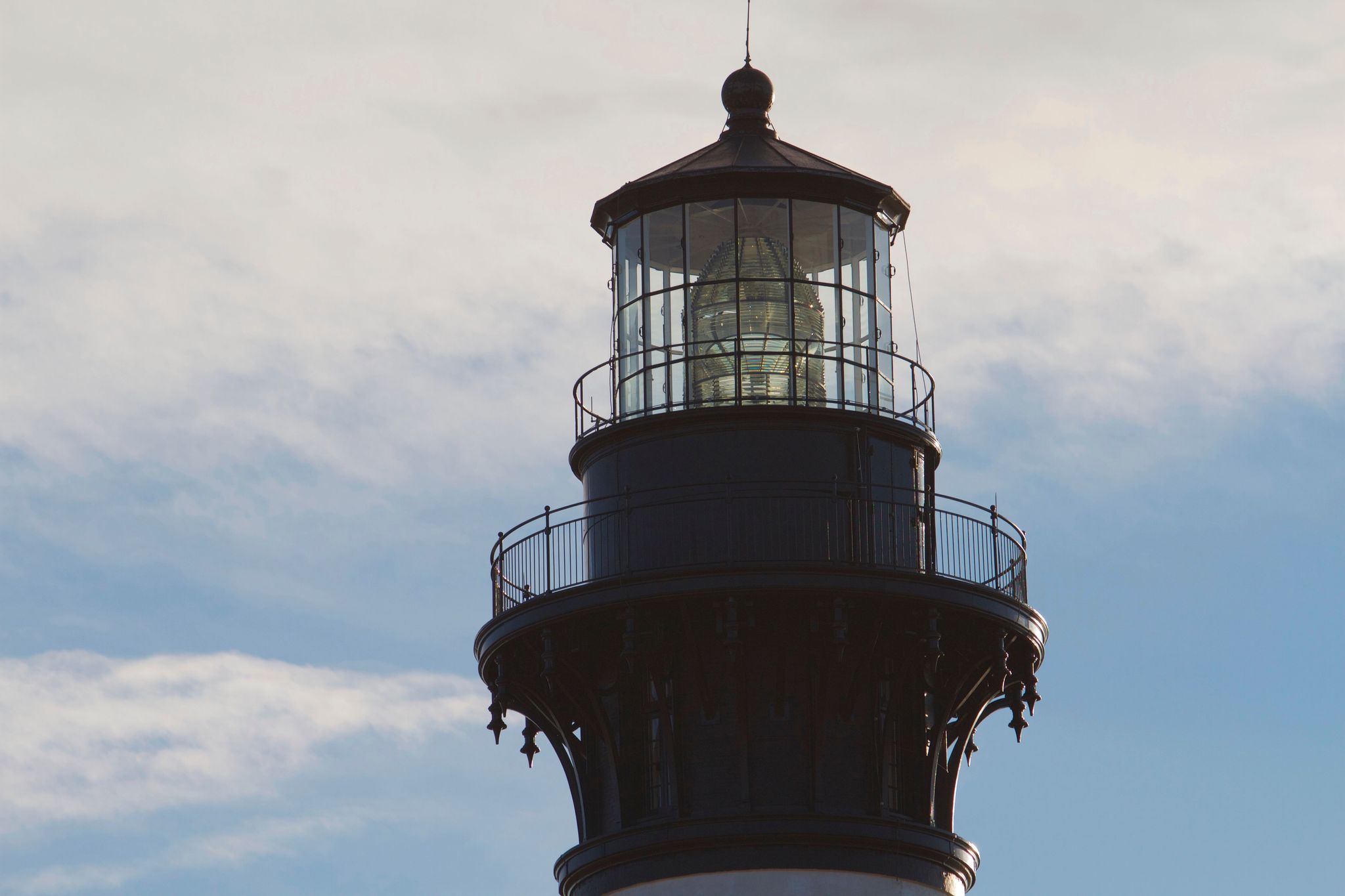 Bodie Island Lighthouse still has its first-order Fresnel lens.