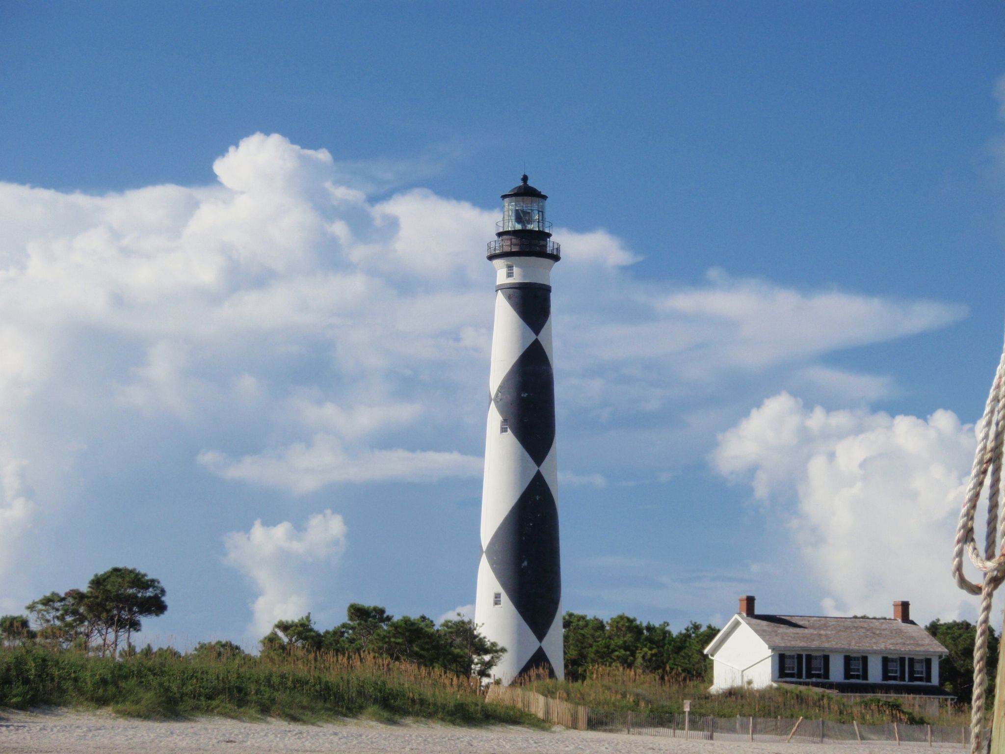 The Cape Lookout Lighthouse is still an active aid-to-navigation, warning ships of the nearby shoals.  Climbing to up to see the view from the gallery level, 14 stories above the ground, is also a popular activity by visitors during the summer.