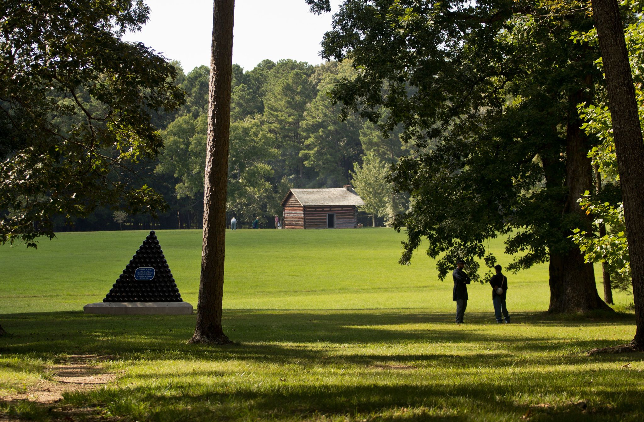 Living Historians are seen in Kelley Field and in the distance at the Kelley Cabin during the 150th anniversary