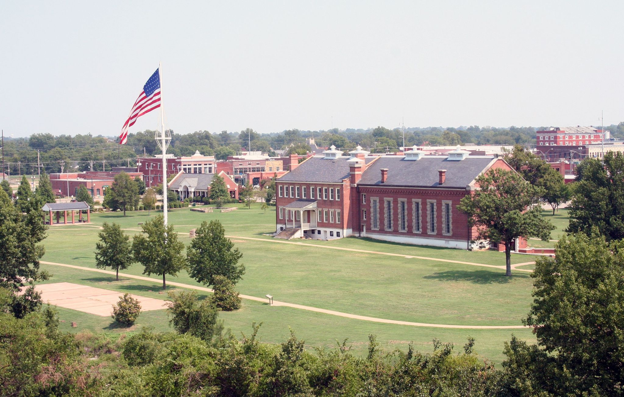 The former barracks, courthouse, and jail serves as the park's visitor center