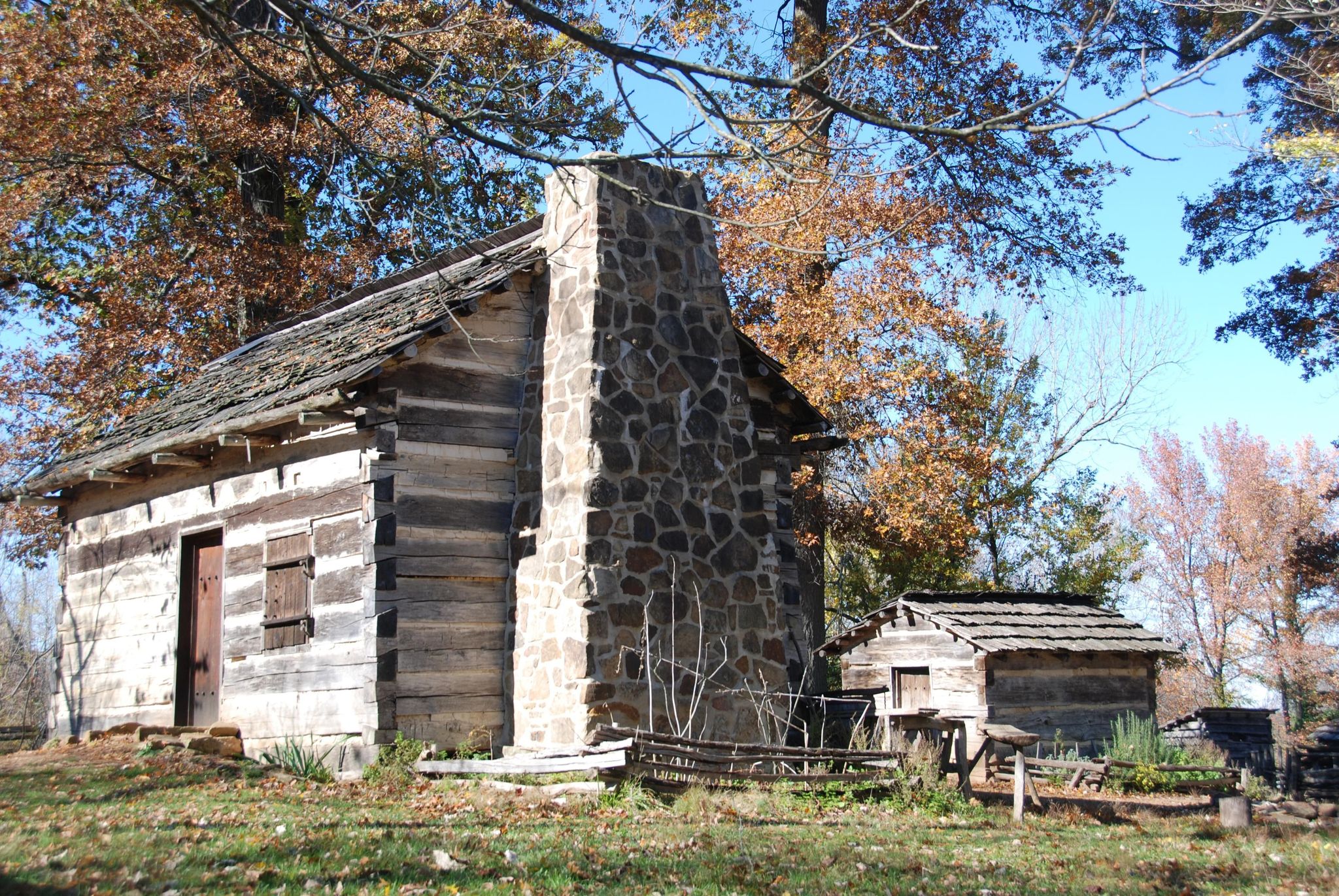 Replica cabin at re-created 1820s homestead which is on four of the original 160 acres owned by Thomas LIncoln.