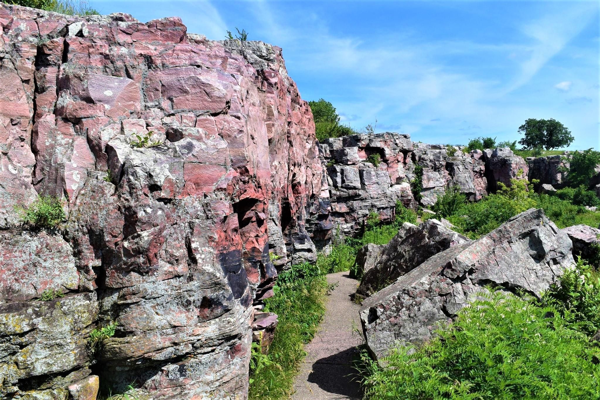 The outcroppings along the trail are a surprise to many visitors expecting a flat prairie