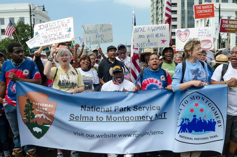 During the 50th Anniversary Walking Classroom event participants marched nearly 54-miles from Selma to Montgomery.