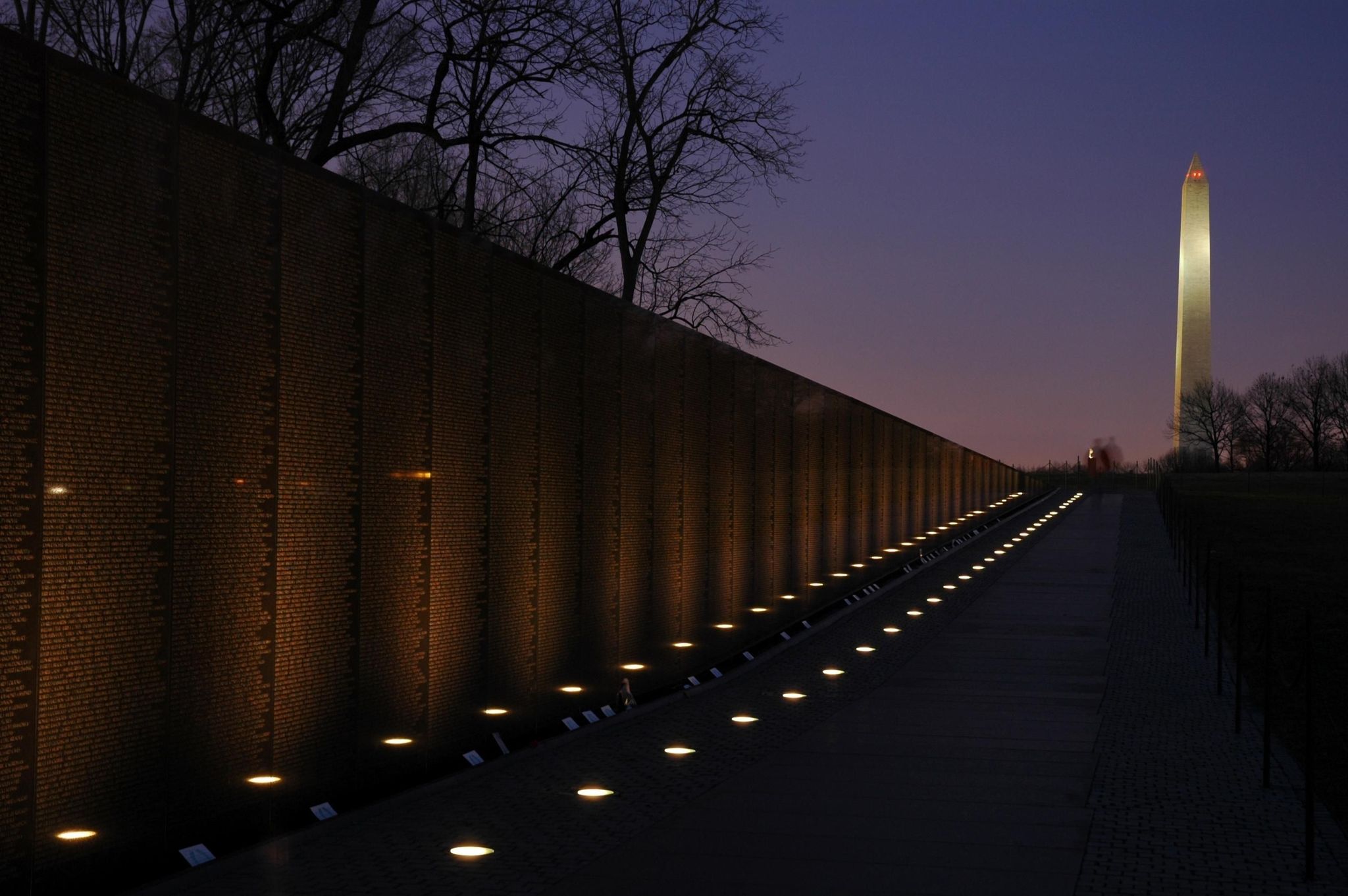 Visiting after dark completely changes the character of the memorial.