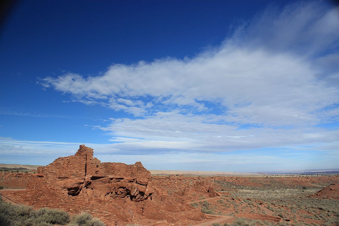 Wupatki, the monument's namesake pueblo, is made up of more than 100 rooms. The trail also features an ancient ball court and natural blowhole.