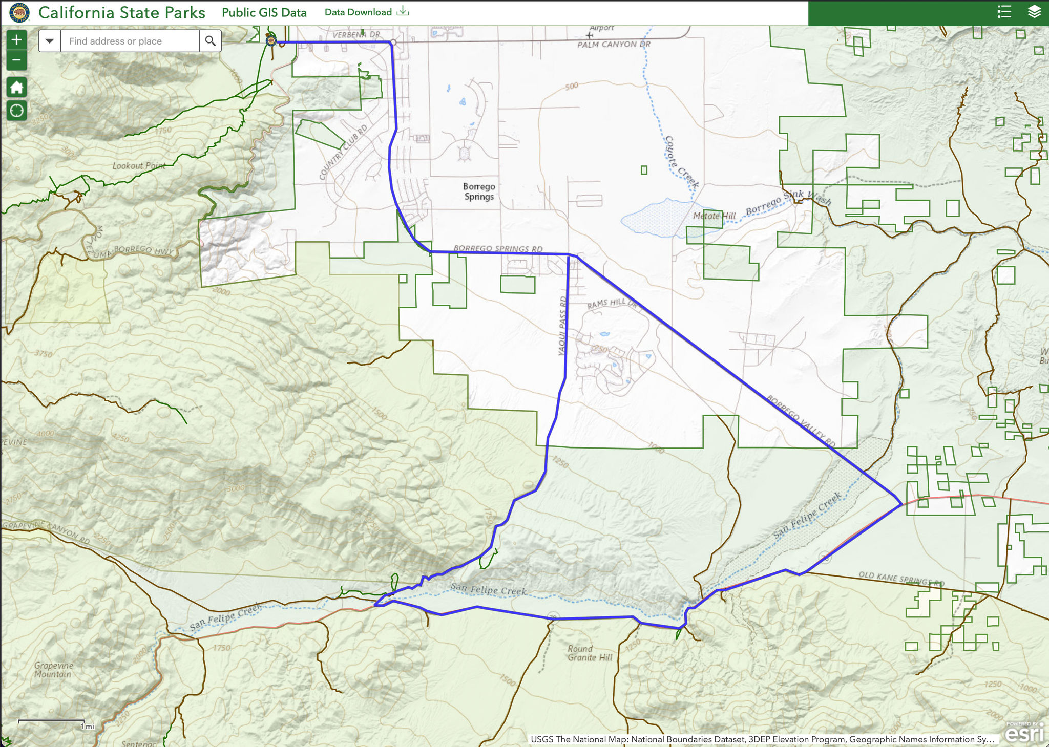 Anza-Borrego Desert State Park Map of Triangle Tour