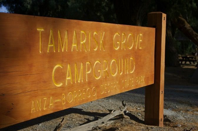 Tamarisk Grove Campground sign