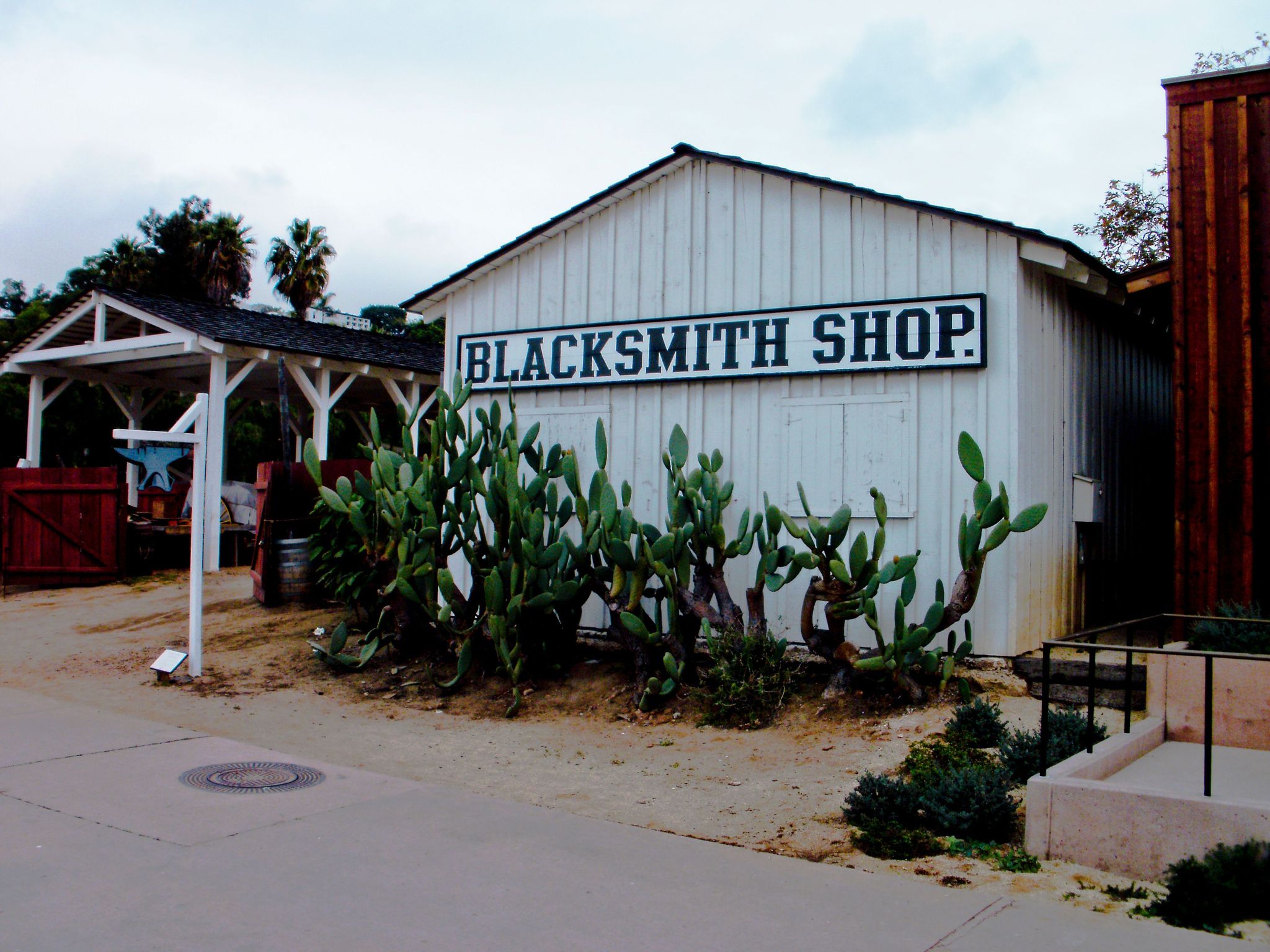 Photo of the exterior of the Blacksmith Shop in Seeley Yard.