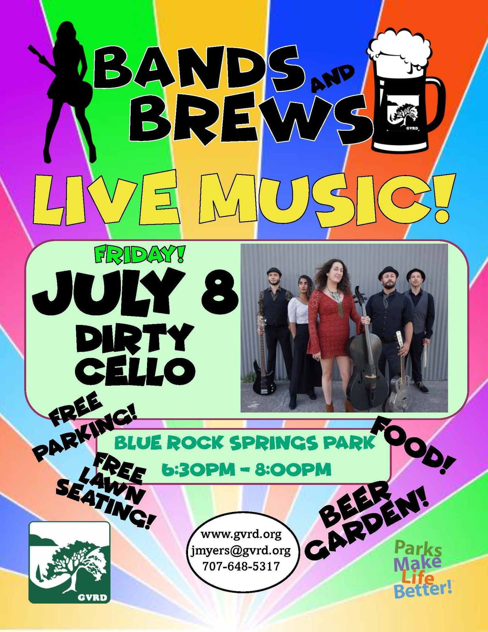 Flyer for Bands and Brews event July 8