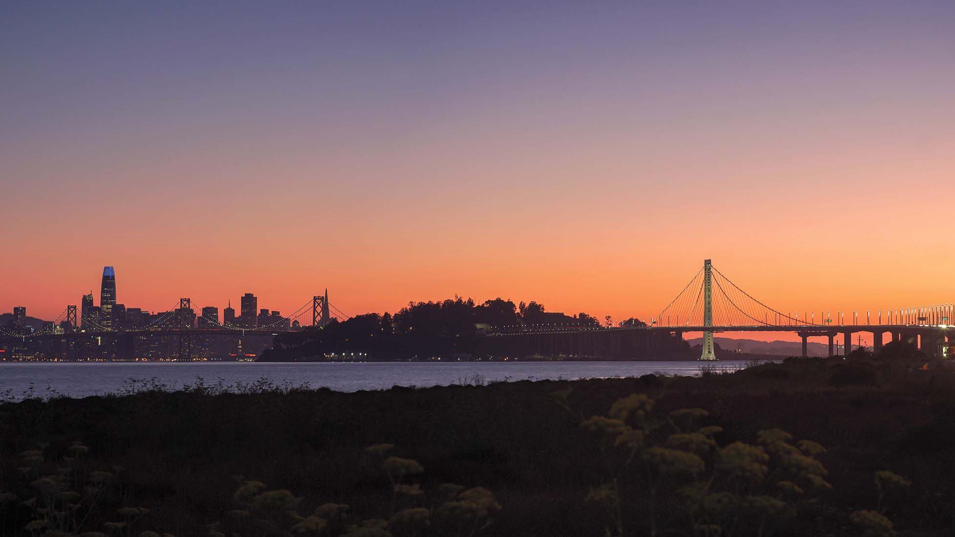 Sunset SF and Bay Bridge skyline