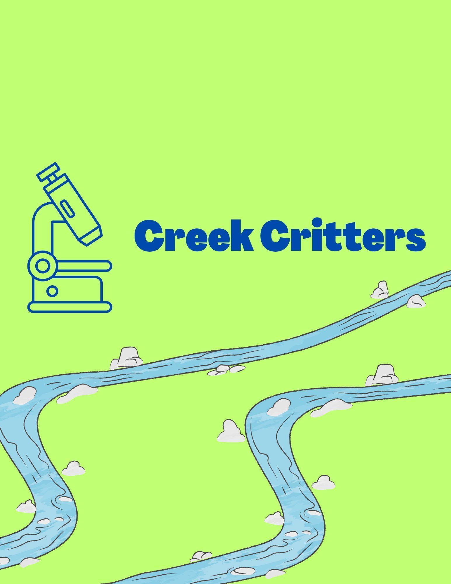 creek cartoon with microscope image flyer