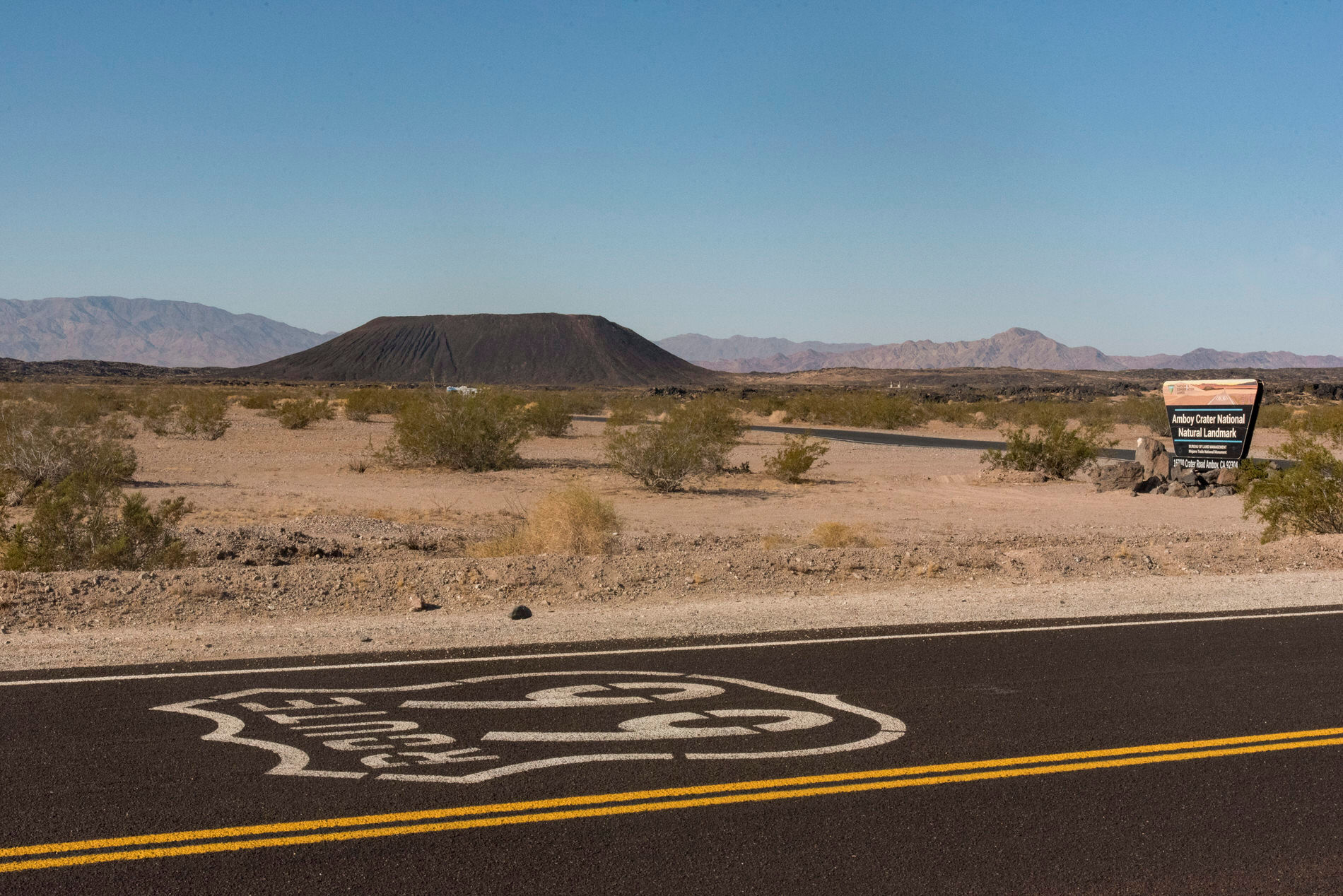 The iconic Amboy Crater as viewed from Route 66