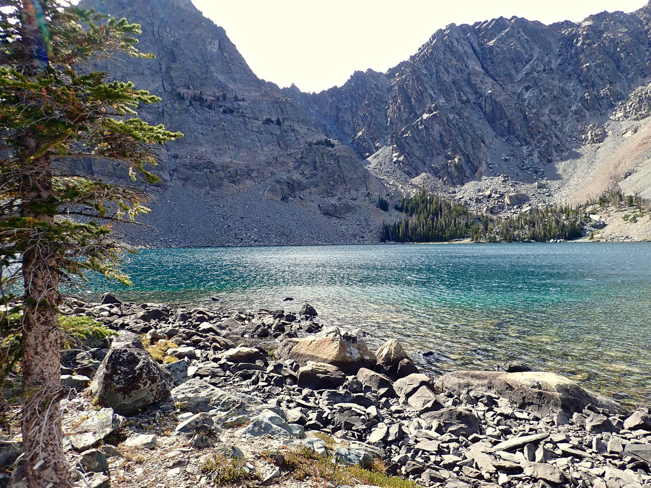 Bear Valley Lake as seen from near the end of the trail at 9135' elevation in the core of the Lemhi Mountain Range. Photo by David Lingle.