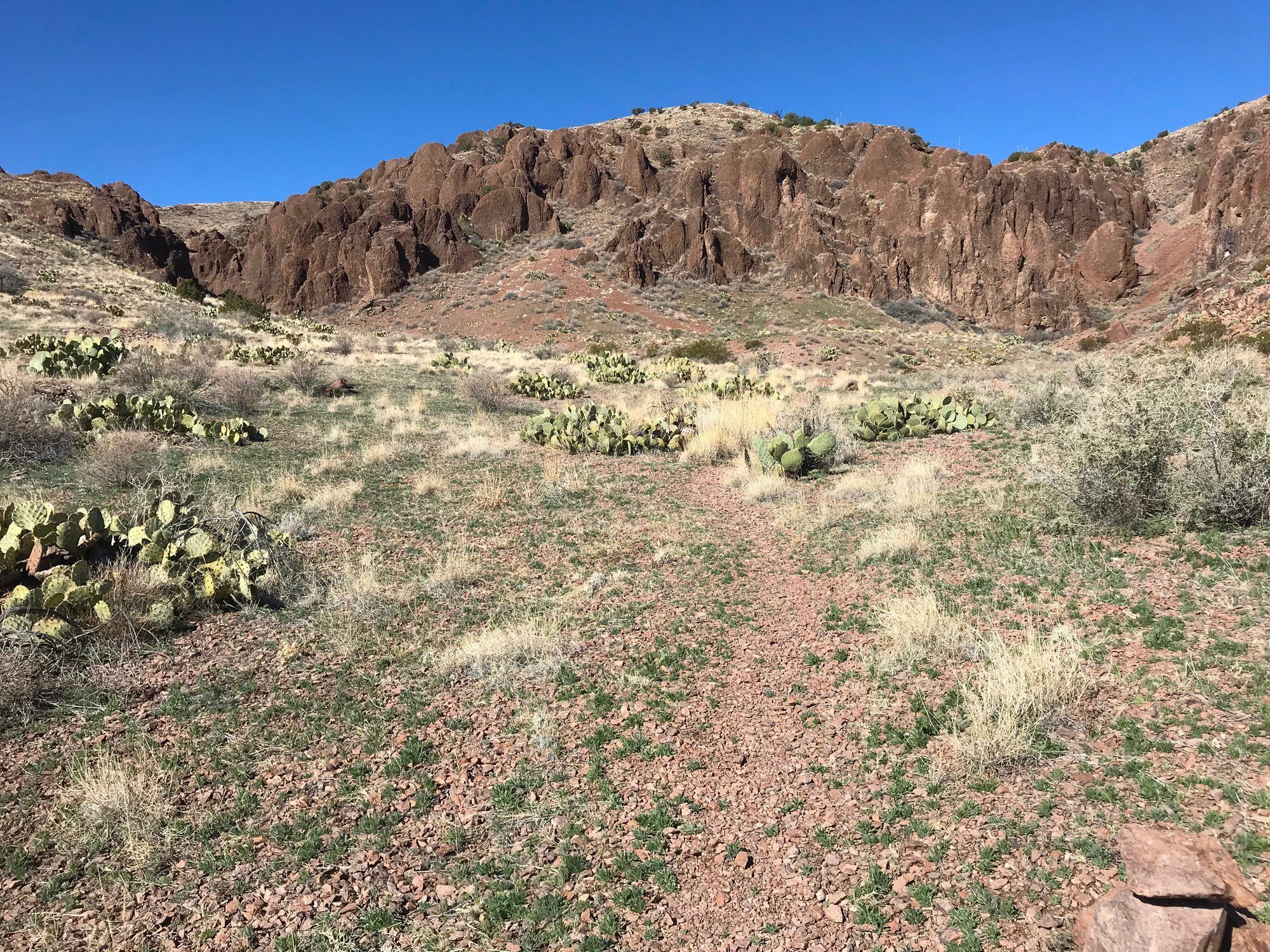 Heading west toward the red canyon. Photo by Pam Riches.