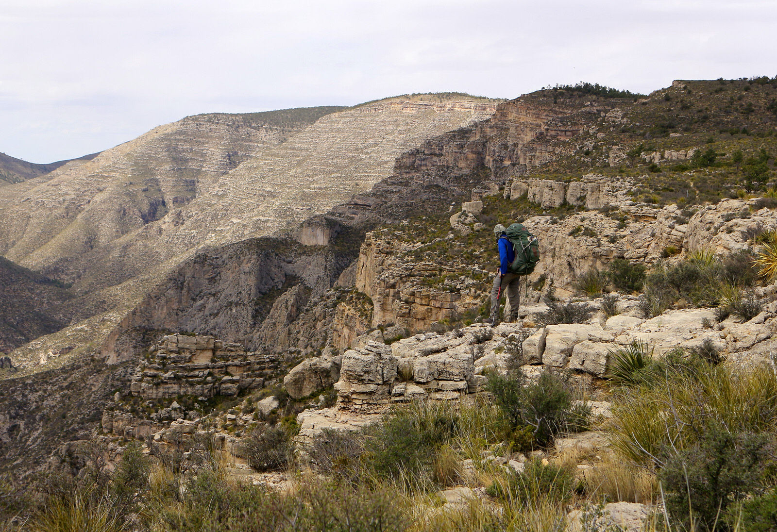 Hiker along McKittrick Canyon along the GRT