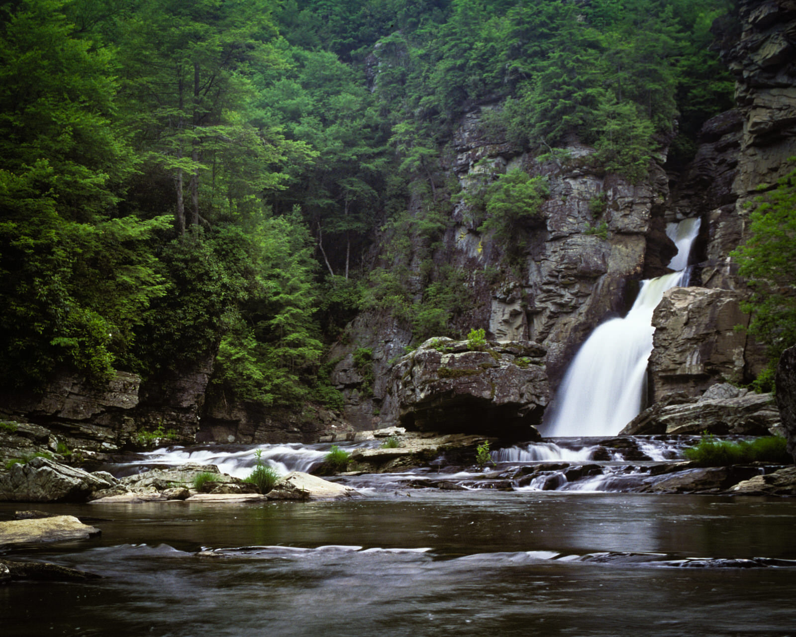 Linville Falls from plunge pool. Photo by Bryan Hodges.