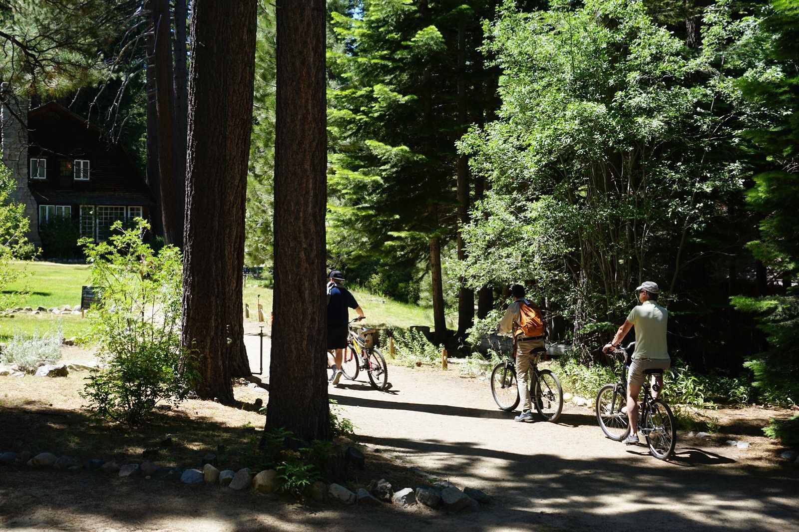 Cyclists visit the USFS's Tallac Historic Site, Emerald Bay Road, South Lake Tahoe. Photo by Tahoe Heritage Foundation, Sou.