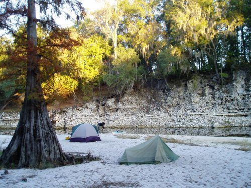 Sandbar camping on the Suwannee River