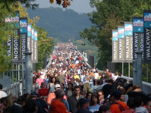 Celebration opening the old railroad bridge as a trail