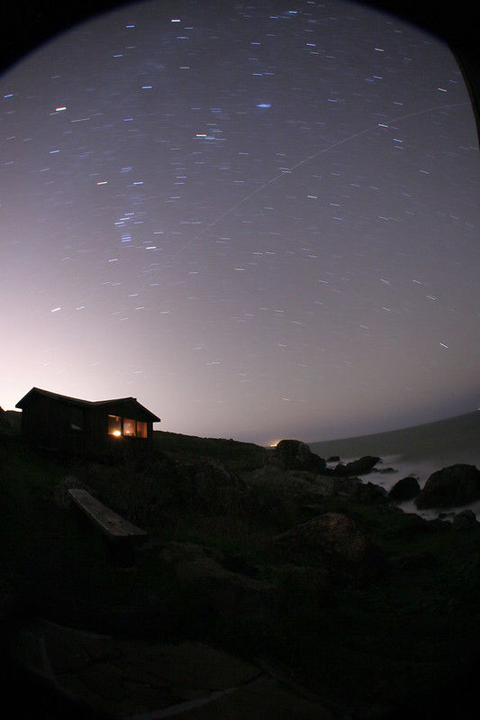 Steep Ravine Cabins. The glow from behind the cabin is the city of San Francisco in the distance.