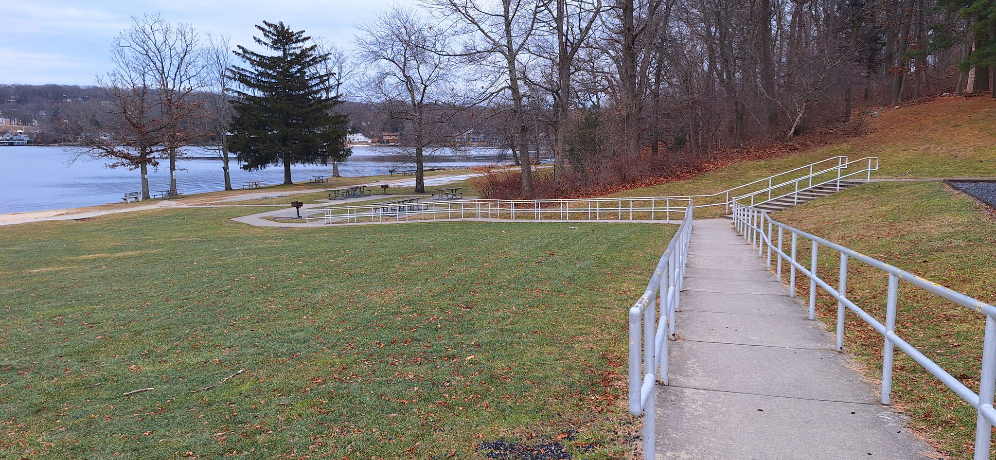 Walkway to lakefront picnic area