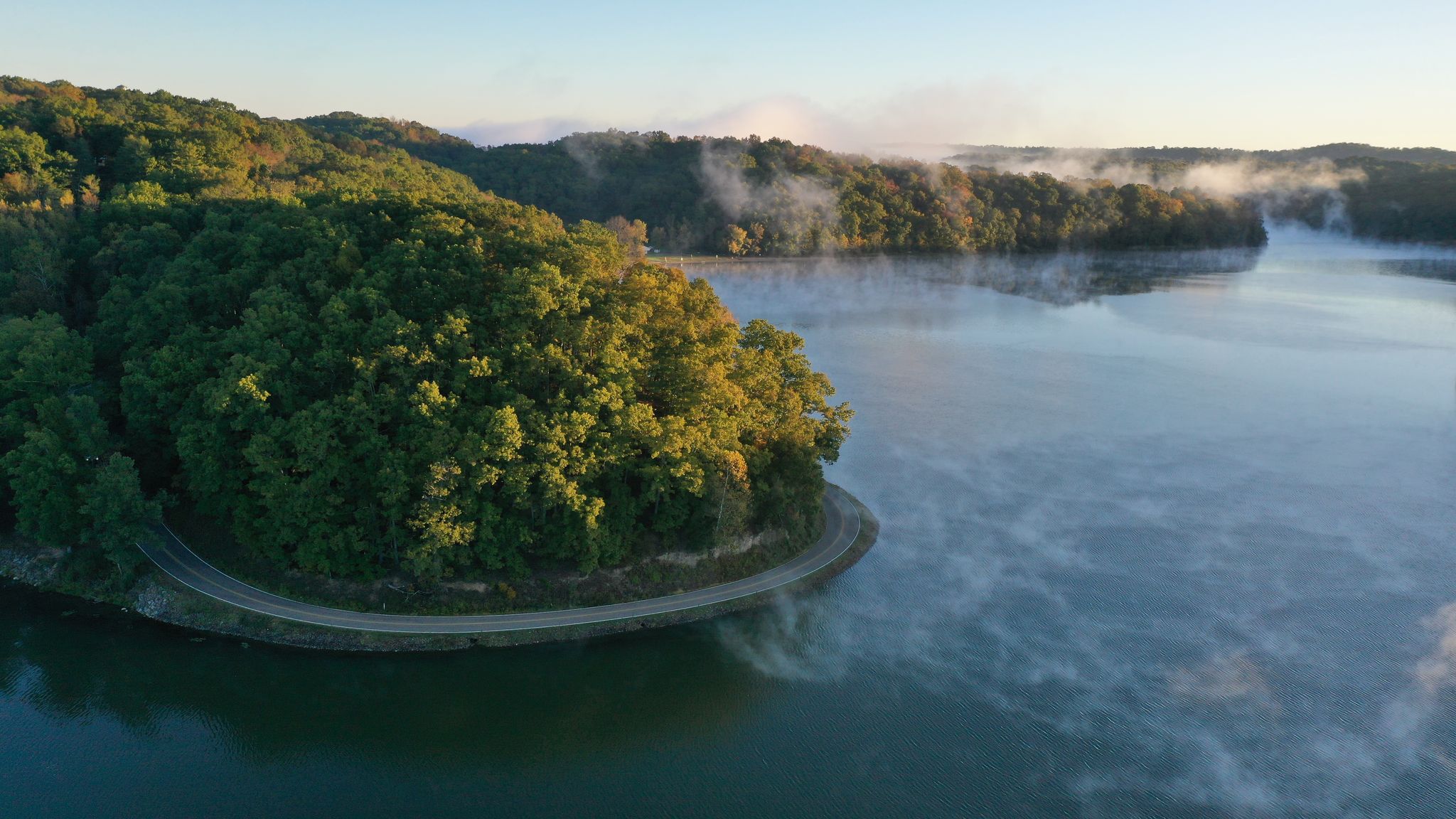 aerial view of Burr Oak State Park Lake 