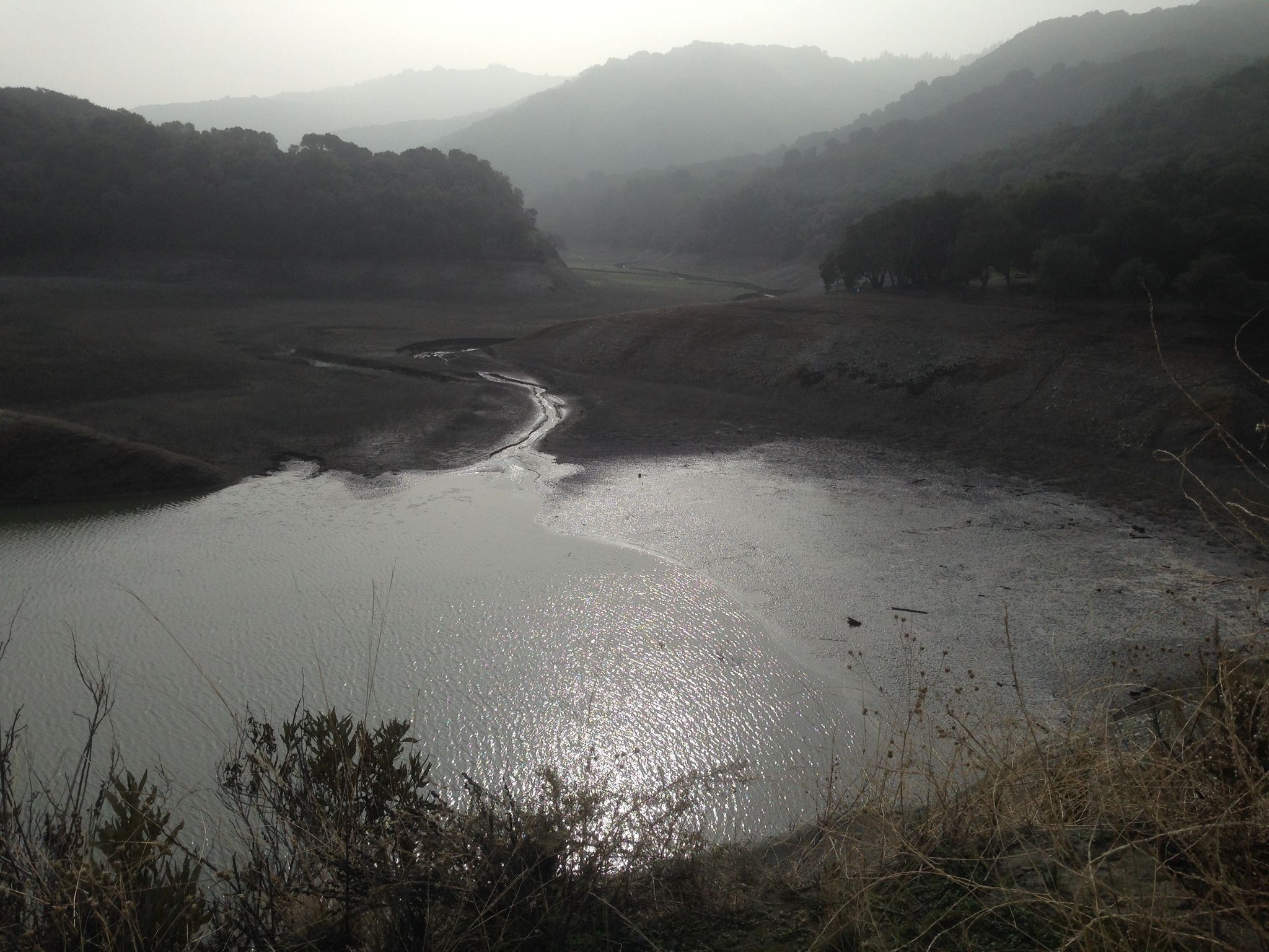 Stevens Creek Reservoir in December 2015 was nearly empty after a long drought