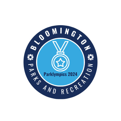 Bloomington Parks and Recreation Parklympics 2024 - crest with a metal in the center