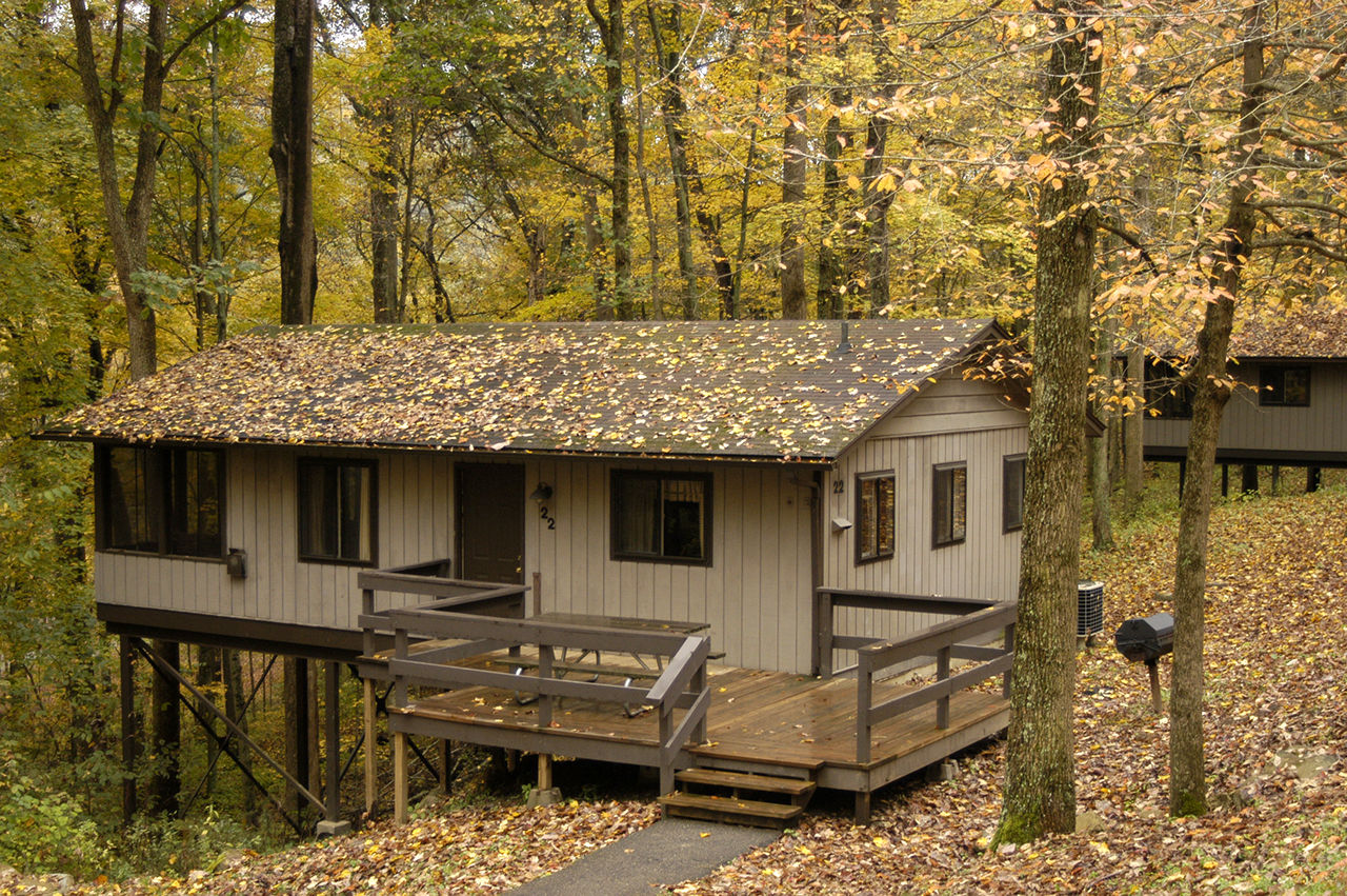 A small cabin in the woods at Pike Lake State Park