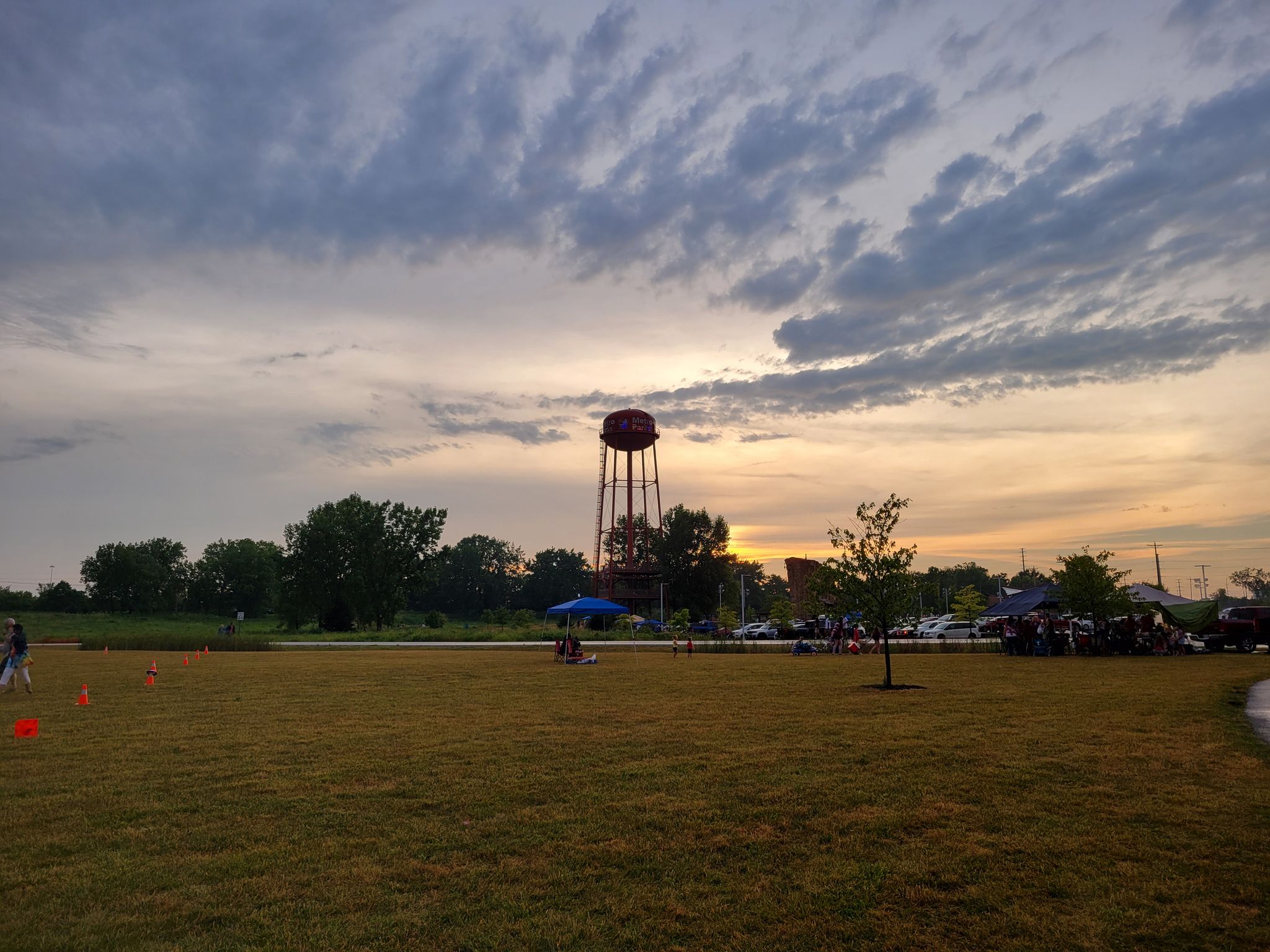 Scioto Audubon water tower at sunset