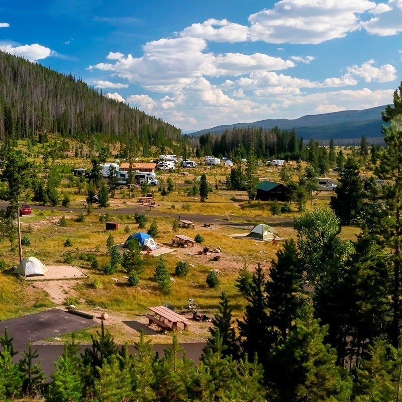 A photo taken looking down on Timber Creek Campground.