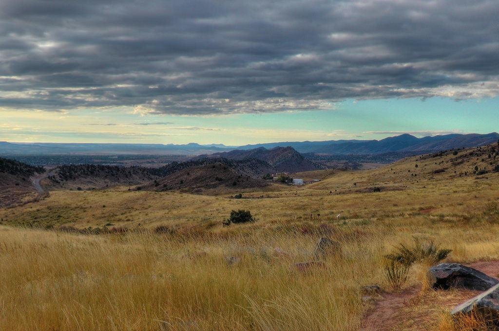 Looking south from Matthews/Winters Park toward Red Rocks.