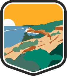 An illustrated badge for the Massachusetts community featuring a rocky, scrub shoreline against the ocean.