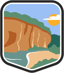 An illustrated badge for the Missouri community depicting a rock formation under a blue sky.