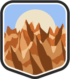 An illustrated badge for the New Mexico community featuring red rock formations with a desert landscape under a clear blue sky.